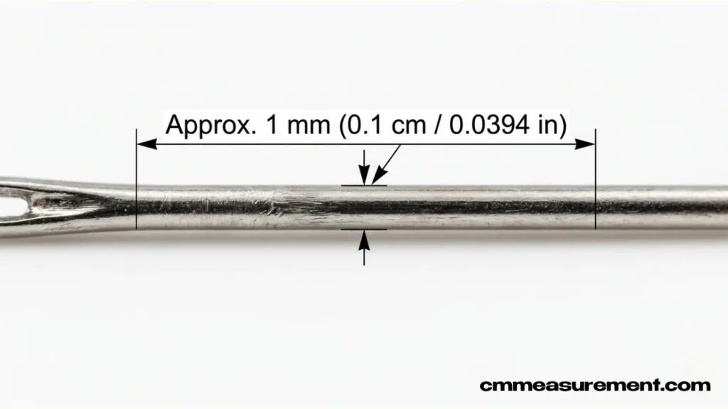 A sewing needle's diameter