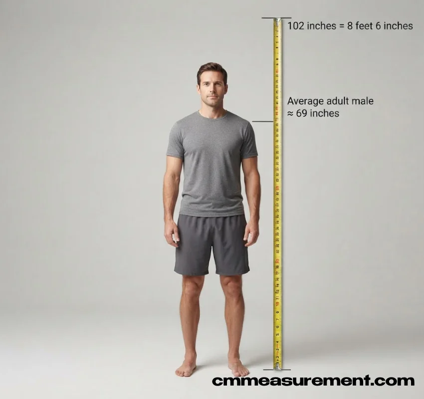 102 Inches Two average adult men, stacked