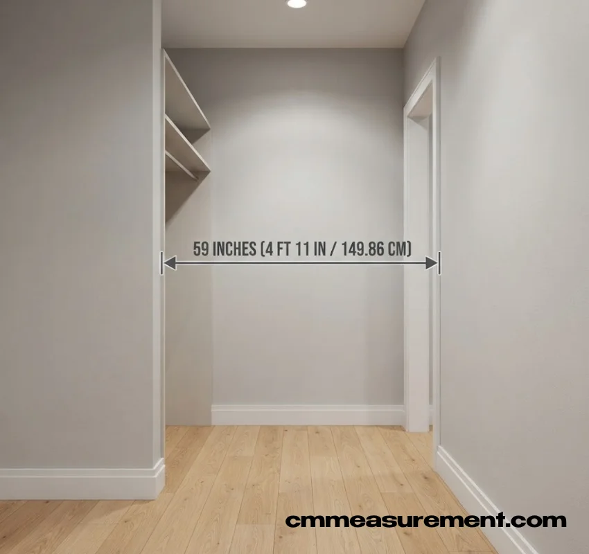 59 Inches A narrow hallway or closet depth